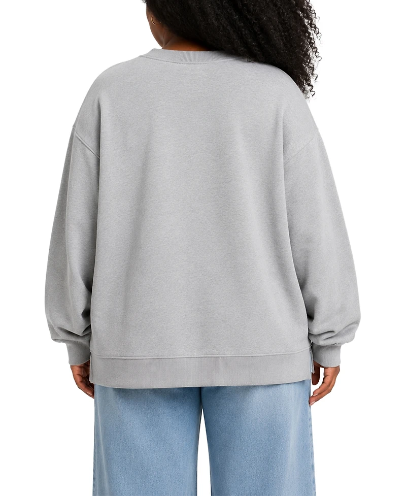 Hybrid Apparel Plus Graphic Crewneck Long-Sleeve Cotton Sweatshirt