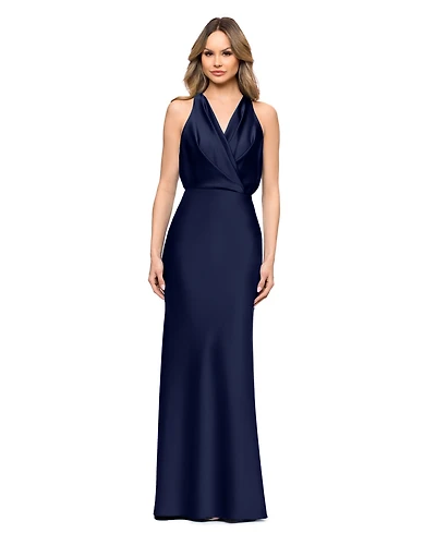 Betsy & Adam Petite V-Neck Sleeveless Ball Gown
