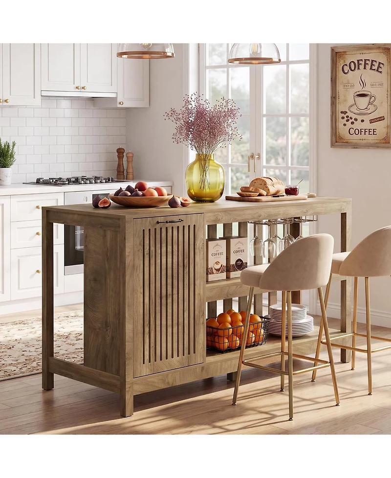 Tribesigns Kitchen Island with Storage, Counter Height Kitchen Island Table