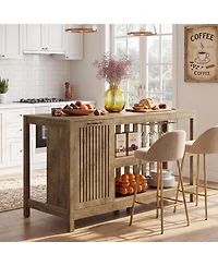 Tribesigns Kitchen Island with Storage, Counter Height Kitchen Island Table
