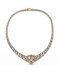 Glamorous 14K Gold Plated Necklace with Cubic Zirconia Leopard Design