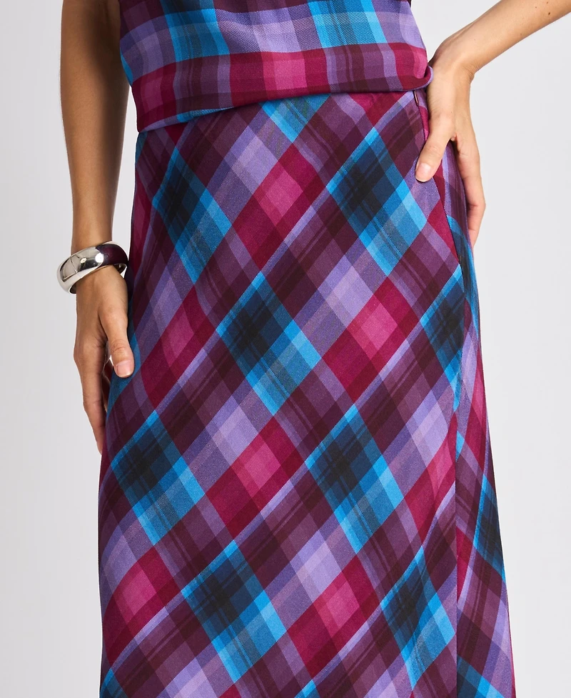 Vince Camuto Women's Bias Plaid A-Line Maxi Skirt