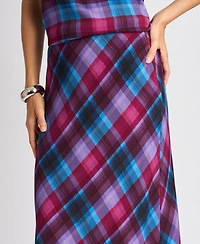 Vince Camuto Women's Bias Plaid A-Line Maxi Skirt