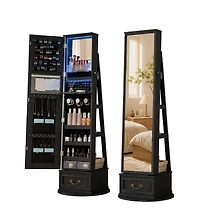 Vlsrka 360° Rotating Jewelry Armoire with Full-Length Mirror