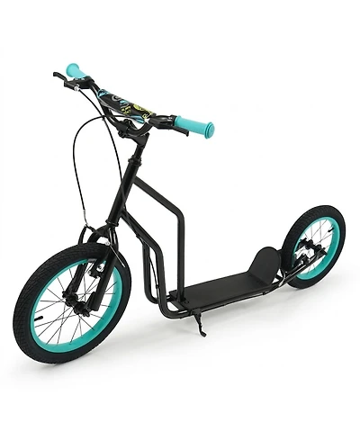Sugift Youth Kick Scooter with Adjustable Handlebar, 16" Inflatable Front Wheel, 110 lb Capacity, Ages 8+