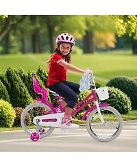 Sugift 18 Inch Kids Bike with Training Wheels and Dual Brakes, 145 lbs Capacity, Ages 4-8