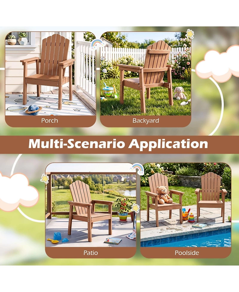 Gymax 4PCS Outdoor Adirondack Chair Patio Hips Chairs w/High Backrest Wide Armrests