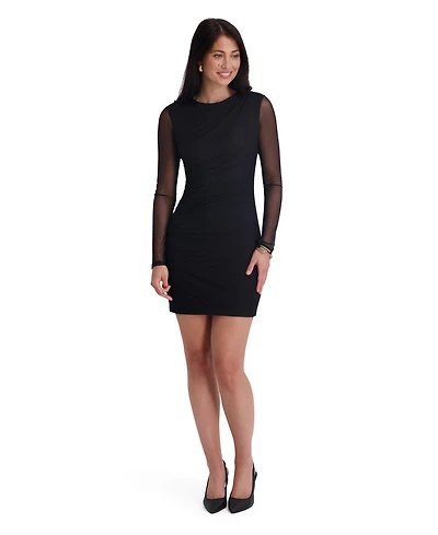 Siena Women's Mesh Scuba Long-Sleeve Bodycon Dress