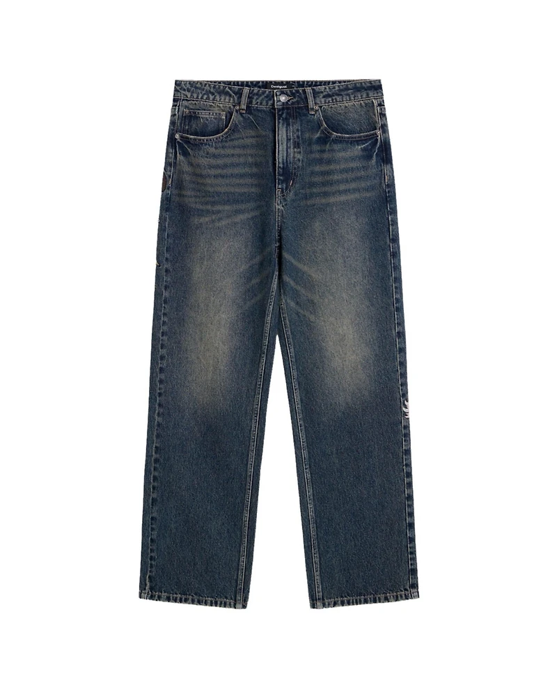 Desigual Men's Straight-Leg Embroidered Denim Jeans