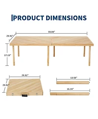 60" X 30" Outdoor Folding Picnic Table, Compact Folding Table, Lightweight, Adjustable Height, Sturdy Construction, Built in Handles, Convenient Carry