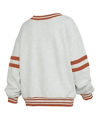 Pressbox Women's Texas Longhorns Oates V-Neck Oversized-Fit Tackle Twill Sweatshirt