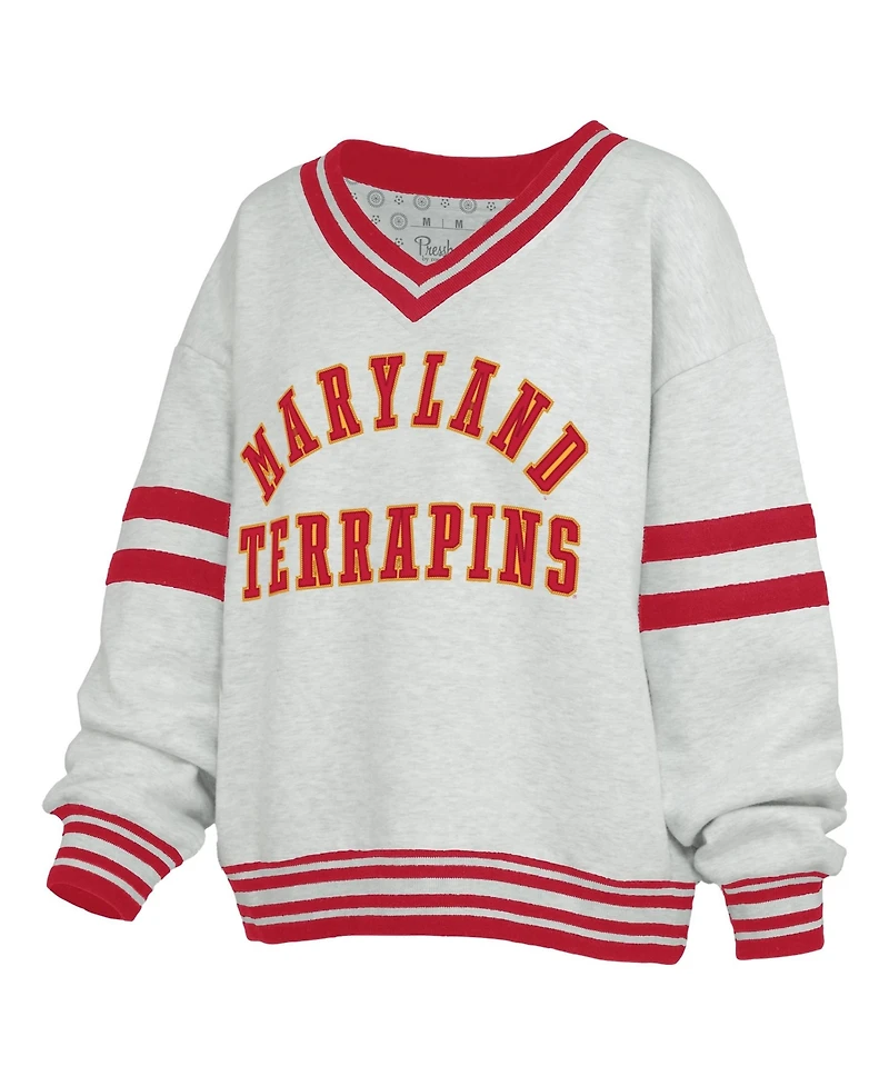 Pressbox Women's Oates Maryland Terrapins Tackle Twill V-Neck Sweatshirt