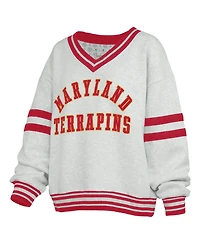 Pressbox Women's Oates Maryland Terrapins Tackle Twill V-Neck Sweatshirt