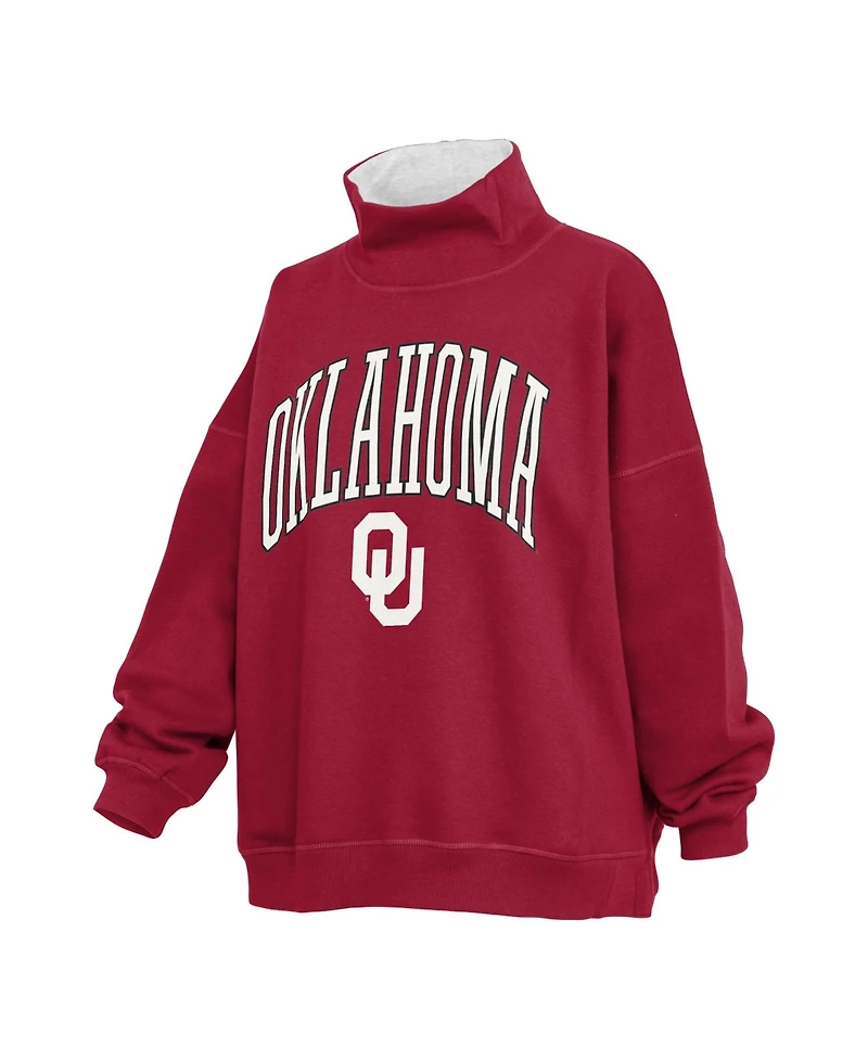 Pressbox Women's Oklahoma Sooners Oversized Graphic Mock Neck Sweatshirt