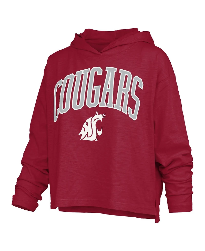 Pressbox Women's Washington State Cougars Nelson Arch Over Logo Oversized Hooded Side-Slit T-Shirt