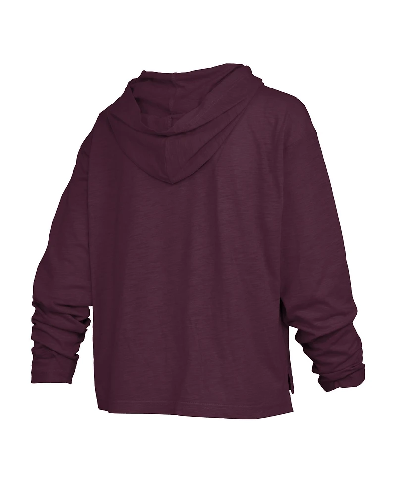 Pressbox Women's Texas A&M Aggies Nelson Slub Drop-Tail Hem Long-Sleeve Hooded T-Shirt