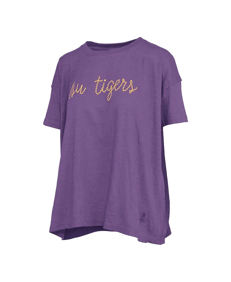 Pressbox Women's Lsu Tigers Swirl Script Twisted Oversized T-Shirt