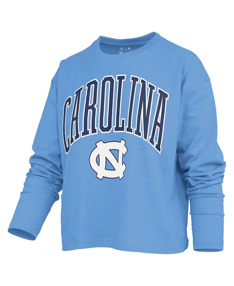 Pressbox Women's North Carolina Tar Heels Motley Burnout Boxy Dropped-Shoulder Long-Sleeve T-Shirt