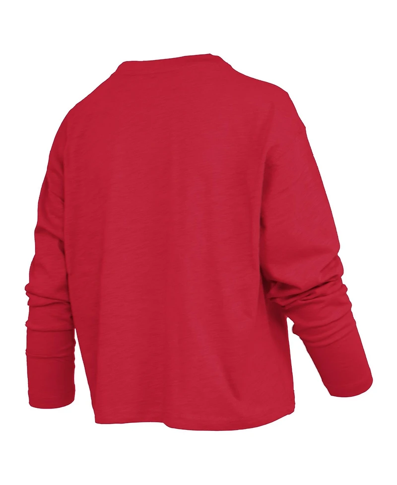 Pressbox Women's Georgia Bulldogs Motley Long-Sleeve Boxy Burnout Cotton-Blend T-Shirt