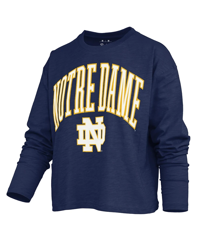 Pressbox Women's Notre Dame Fighting Irish Motley Boxy Burnout Long Sleeve T-Shirt
