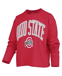 Pressbox Women's Ohio State Buckeyes Motley Crewneck Long-Sleeve T-Shirt