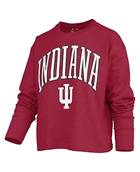 Pressbox Women's Motley Indiana Hoosiers Burnout Crewneck Long-Sleeve T-Shirt