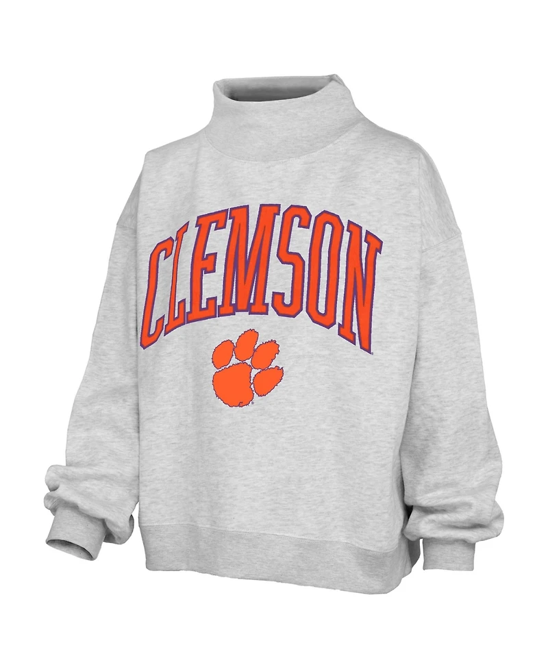 Pressbox Women's Clemson Tigers Nelson Texture Lingo Mock Neck Fleece Sweatshirt