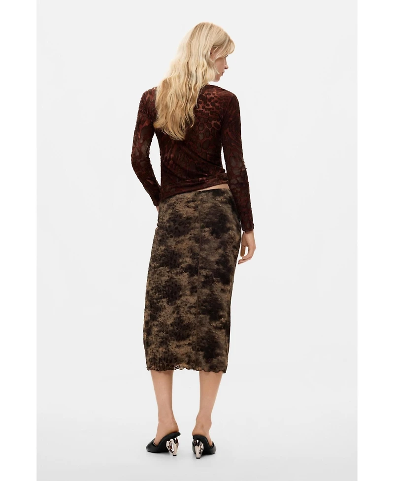 Desigual Women's Midi animal print skirt