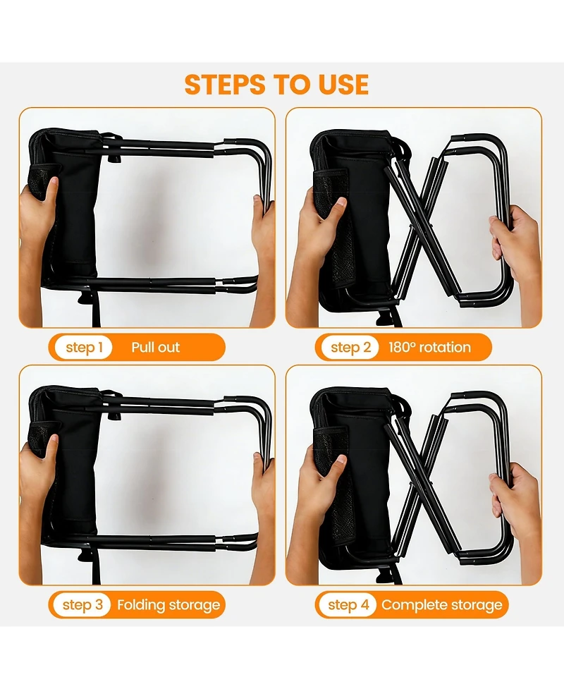 Aofar Folding Camping Stool with Pockets Whistle Water Holder