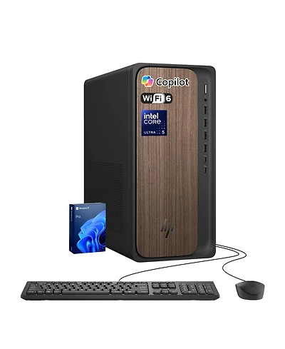 Hp OmniDesk Ai Tower Desktop, Ultra 5 225, Intel Graphics, 32GB DDR5, 2TB Ssd, Wired Keyboard and Mouse, Wi-Fi 6, Win11 Home, Black