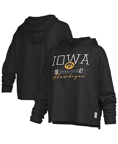Pressbox Women's Iowa Hawkeyes Castillo Long-Sleeve Hooded Slub Fabric T-Shirt