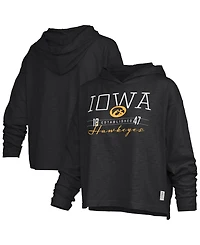 Pressbox Women's Iowa Hawkeyes Castillo Long-Sleeve Hooded Slub Fabric T-Shirt