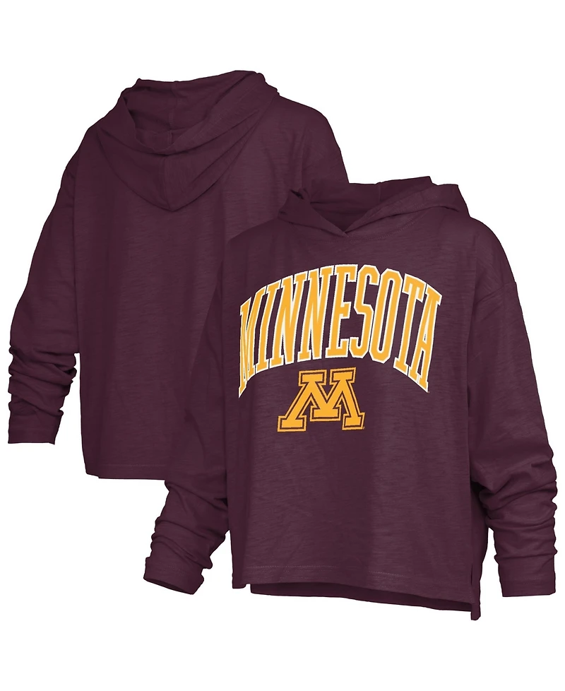 Pressbox Women's Minnesota Golden Gophers Nelson Long-Sleeve Hooded Oversized T-Shirt