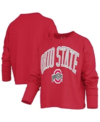 Pressbox Women's Ohio State Buckeyes Motley Crewneck Long-Sleeve T-Shirt