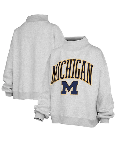 Pressbox Women's Nelson Texture Lingo Oversized Mock Neck Dropped-Shoulder Pullover Sweatshirt