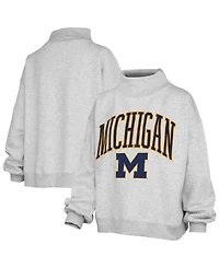 Pressbox Women's Nelson Texture Lingo Oversized Mock Neck Dropped-Shoulder Pullover Sweatshirt