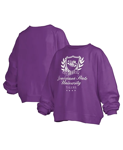 Pressbox Women's Lsu Tigers Janice Oversized Graphic Fleece-Lined Pullover Sweatshirt
