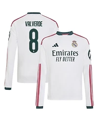 Adidas Boys' and Girls' Federico Valverde Real Madrid Replica Home Long Sleeve Jersey
