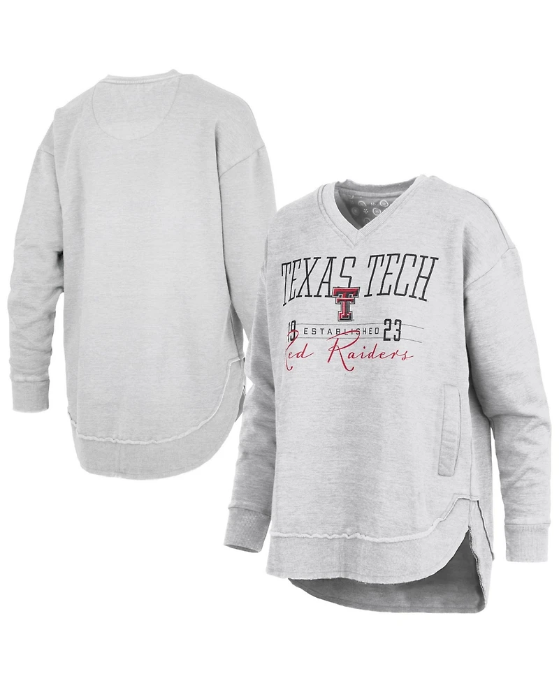 Pressbox Women's Texas Tech Red Raiders Marcus East Hall Poncho V-Neck Dropped-Shoulder Sweatshirt