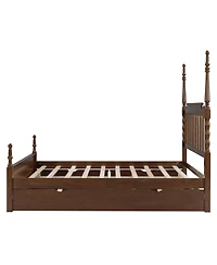 Streamdale Furniture Queen Platform Bed with Twin Xl Trundle, 2 Drawers, and Spindle Headboard