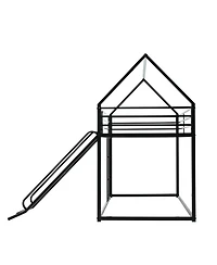 Slickblue Twin Over Kids House Bed with Bunk Design and Safety Guardrails