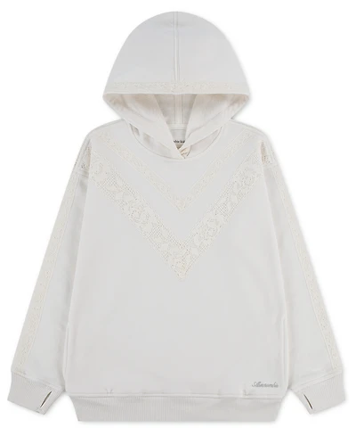 abercrombie kids Girls' 4-16 Essential Lace-Trimmed Long-Sleeve Hooded Hoodie