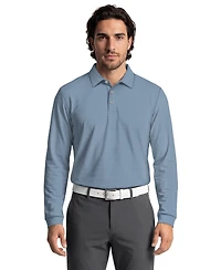 Pga Tour Men's Mini Diamond Jacquard Golf Long-Sleeve Polo Shirt