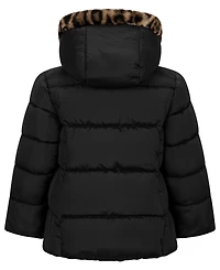 S Rothschild & Co Baby Girls' Double-Breasted Box-Quilt Hooded Puffer Jacket