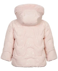 S Rothschild & Co Baby Girls' Foil-Print Quilted Puffer Jacket and Mittens, 2-Piece Set