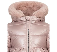 S Rothschild & Co Baby Girls' Metallic Fit Flare Hooded Coat