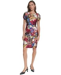 Karl Lagerfeld Paris Women's Floral-Print Short-Sleeve Scuba Crepe Dress