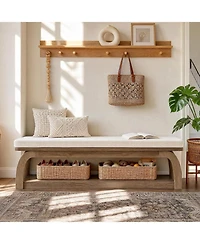 Tribesigns Solid Wood Dining Bench,Kitchen Bench with Rubberwood Legs