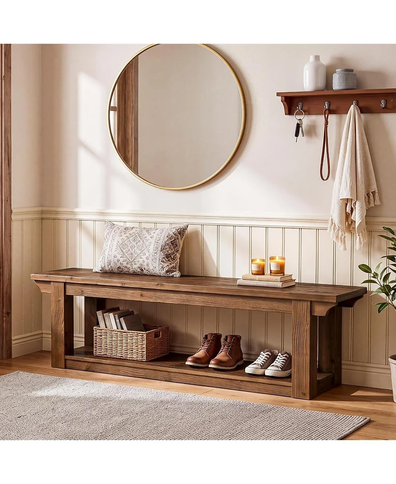 Tribesigns Shoe Rack Bench, Wooden Entryway Bench