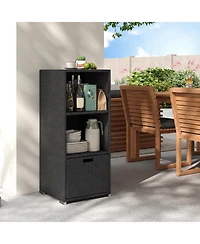 Costway Outdoor Storage Cabinet with Storage Shelves and Removable Drawer for Porch